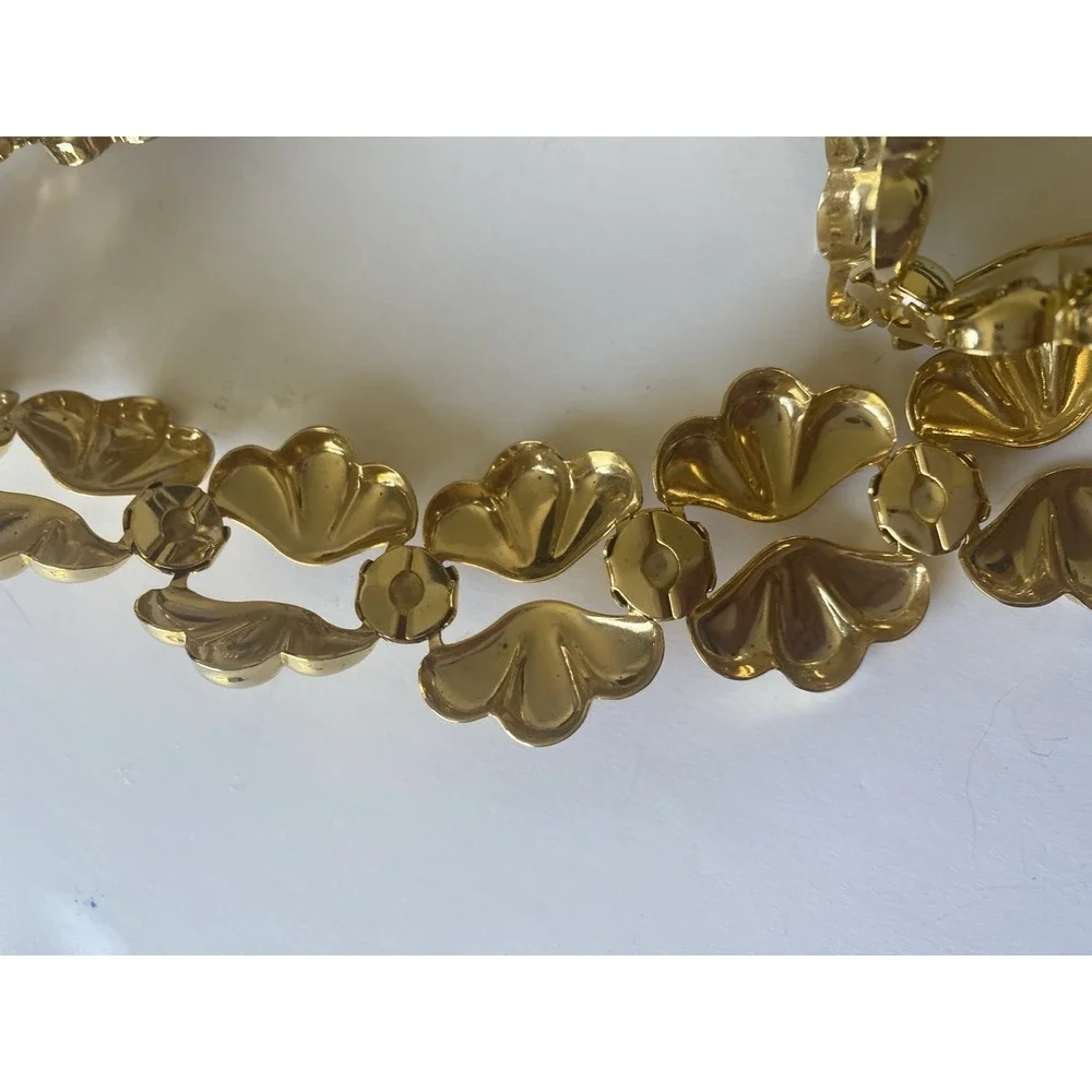 VTG High-Shine Gold Tone Shell Link Chain Belt Statement Scallop Mod Boho 34